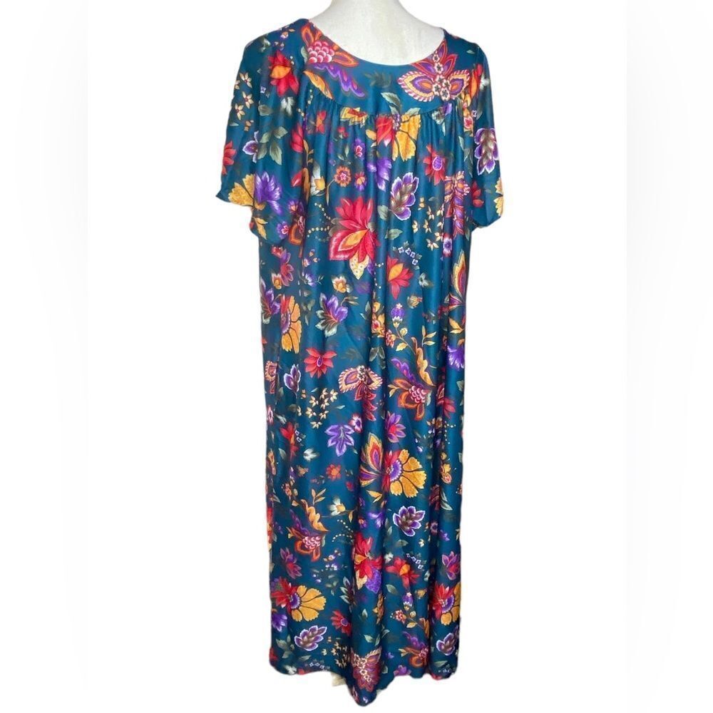 Tiger Wm’s Sz XL Green Multi Color Floral Maxi Length Mumu Dress USA